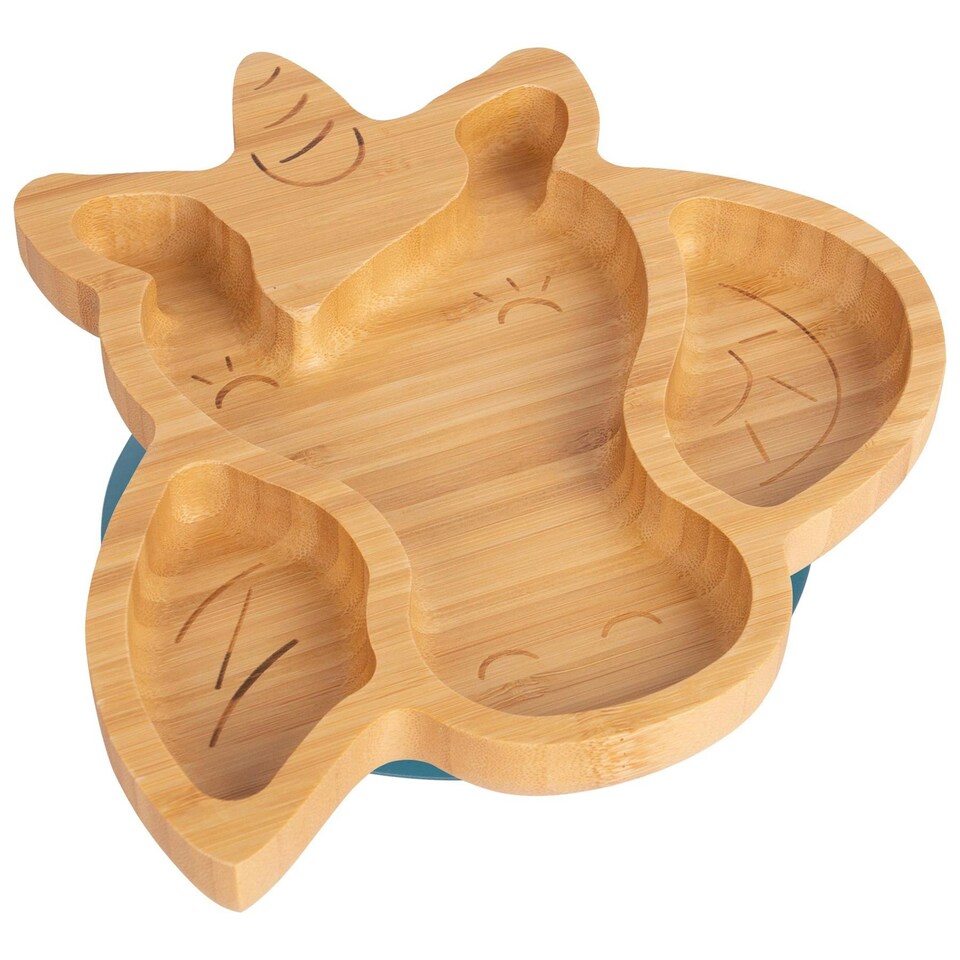 image 1 of Tiny Dining Unicorn Bamboo Suction Plate - Navy Blue Blue