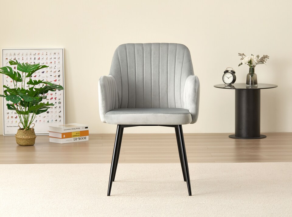 image 1 of Colorado Dining Table with 4 Charlotte Velvet Chairs | Grey | 5