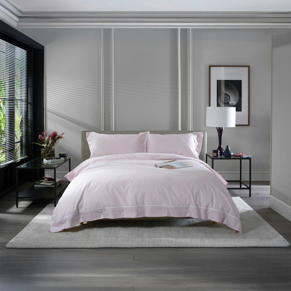 image 1 of Southport 100% Cotton Duvet Cover Set with Cuffed Finish – Soft, Breathable, Premium Quality Bedding Pink | Rose | King