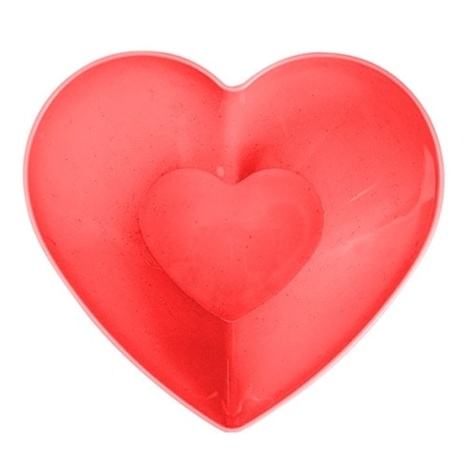Red Heart Shaped Plastic Reusable Serving Bowl 21cm