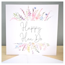 Happy Hen Do Greeting Card - Pretty Pastel Floral Wildflower Design Bachelorette