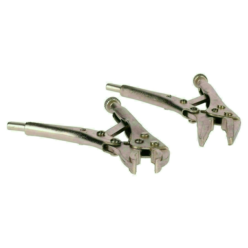 image 1 of 2pc Mini Locking Pliers Set Long and Round Nose Vice Grips Holders Clamps