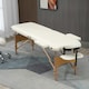 image 2 of HOMCOM Wooden Folding Massage Table w/ 2 Sections, Bag, Cream