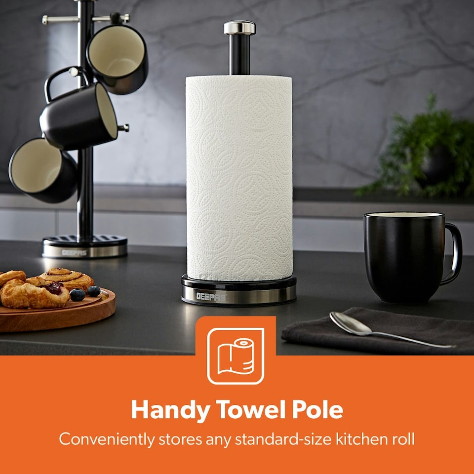 image 1 of GEEPAS Mug Tree and Towel Pole Set | Black