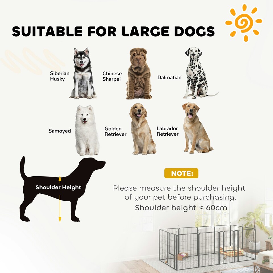 image 1 of PawHut Dog Pen, 12-Panel Puppy Pen for Large Dogs, 100Hcm, Black | Multi | Not provided