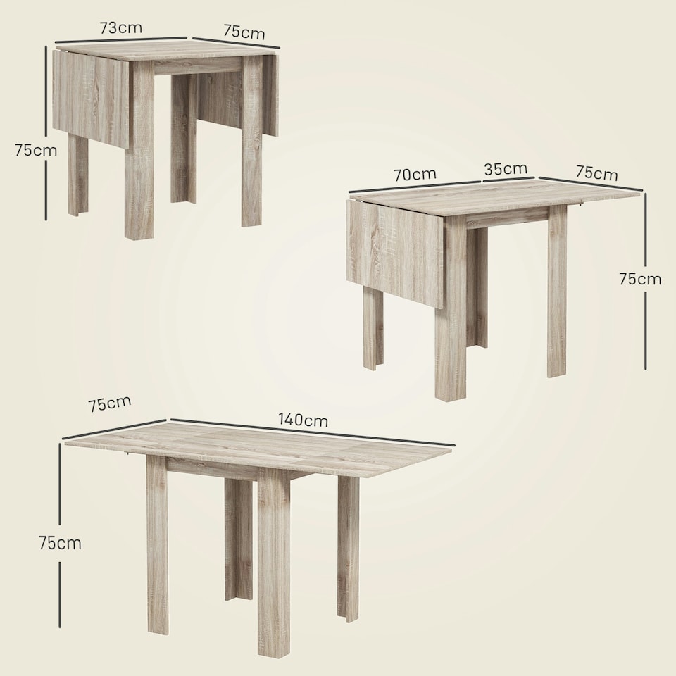 image 1 of HOMCOM Folding Dining Table Extendable Kitchen Table Drop Leaf Table for 2-4