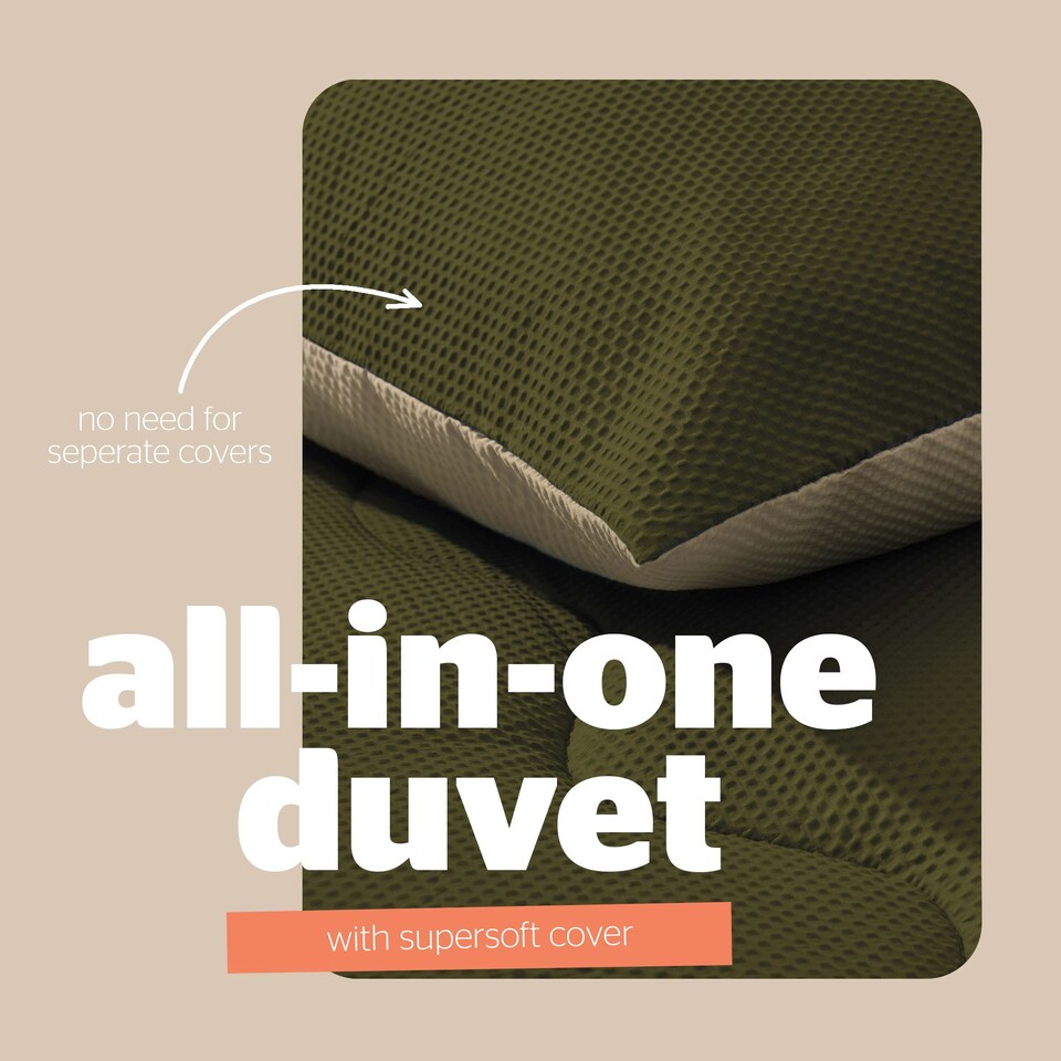 image 1 of Silentnight 10.5 Tog Seersucker Coverless Duvet and Pillowcase Set N/A | Olive/Natural | King