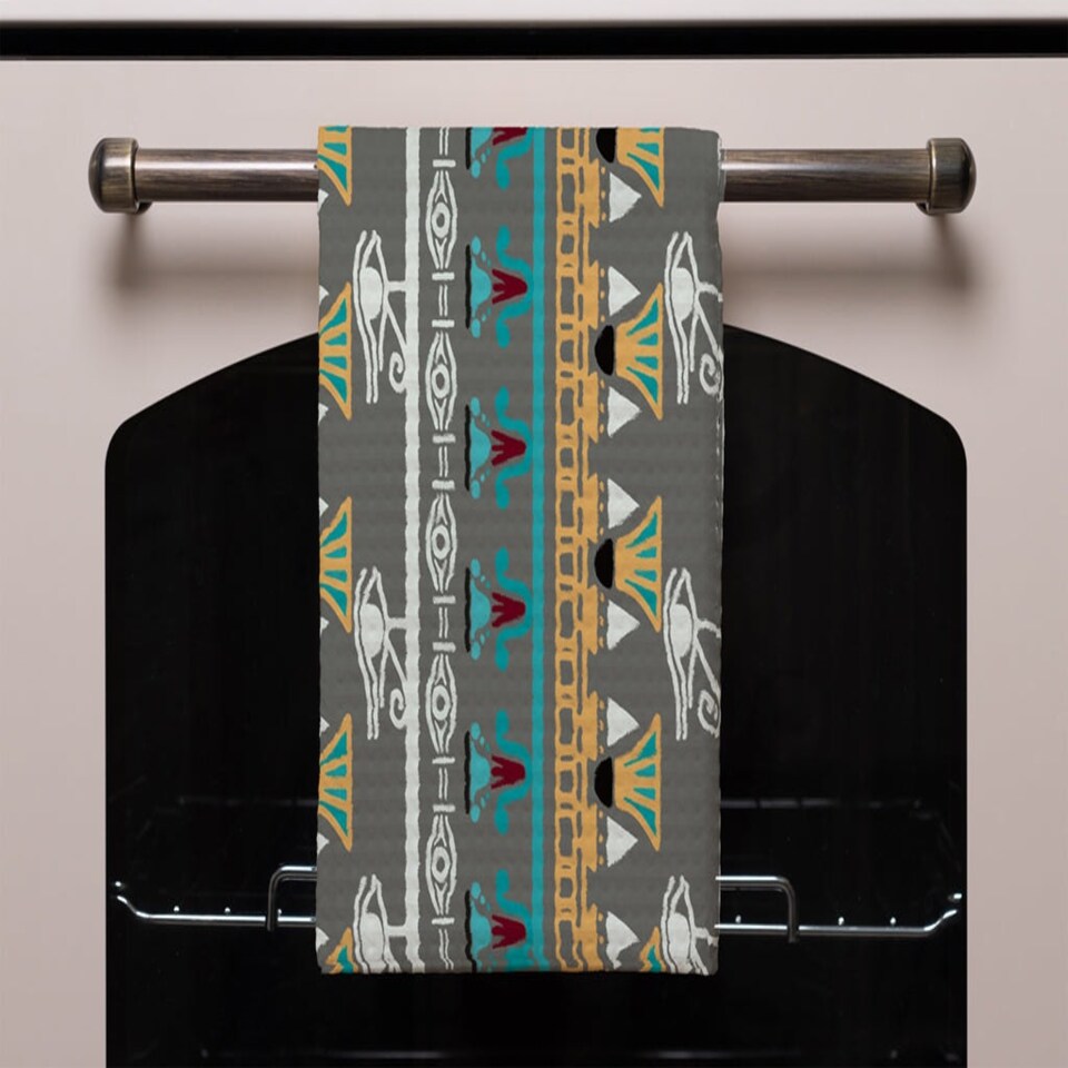 image 1 of Tribal art, Egyptian vintage ethnic silhouettes (Kitchen Towel)