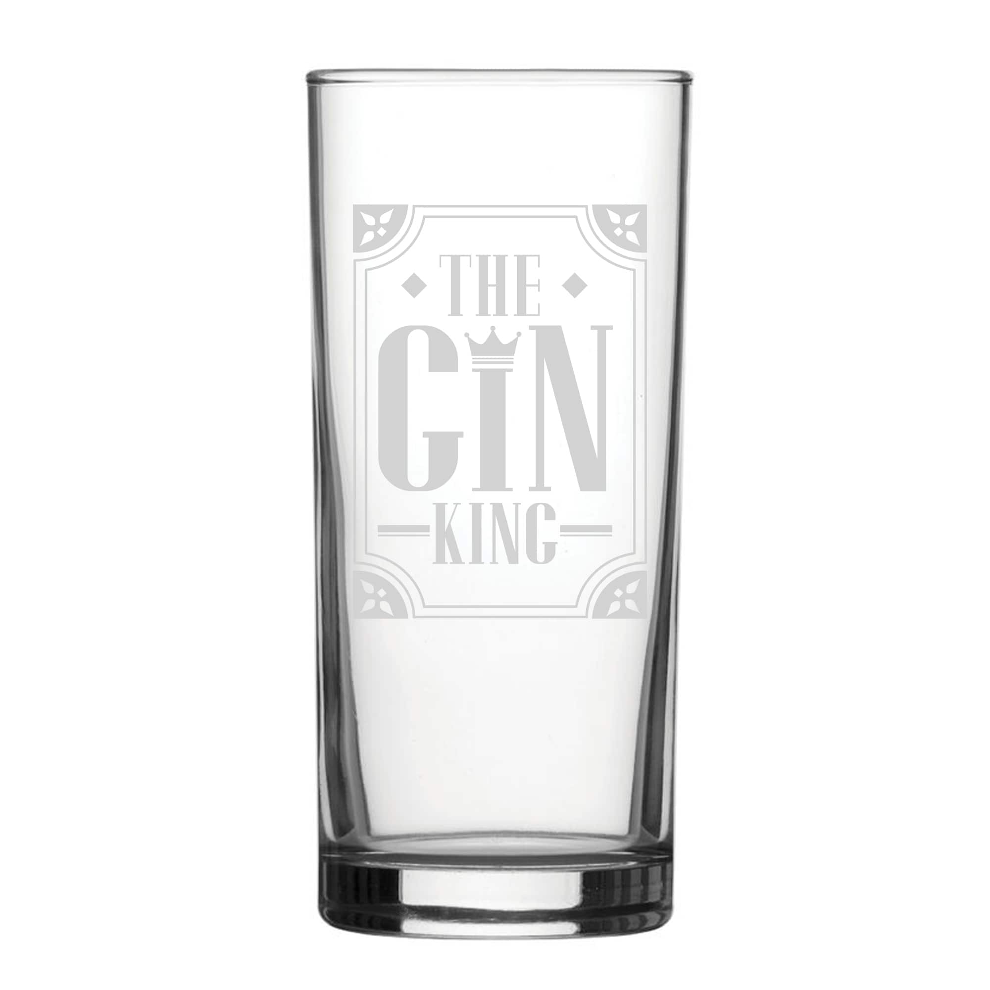 Personalised The Gin King Engraved Novelty Hiball Glass Birthday