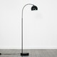 image 1 of ValueLights Curva Black Floor Lamp With Gloss Black Metal Dome Shade Black
