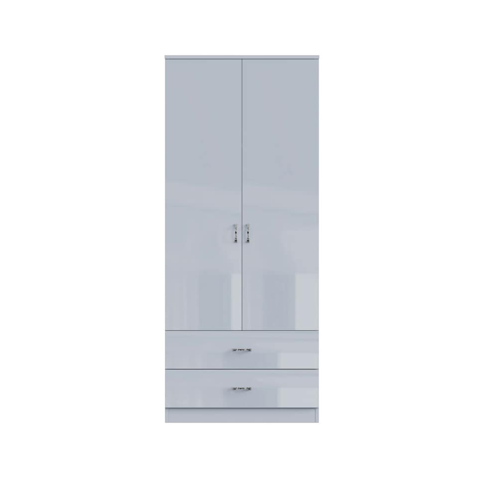 image 1 of FWStyle Chilton Combination Wardrobe 2 Door 2 Drawer - Grey Gloss Front Grey