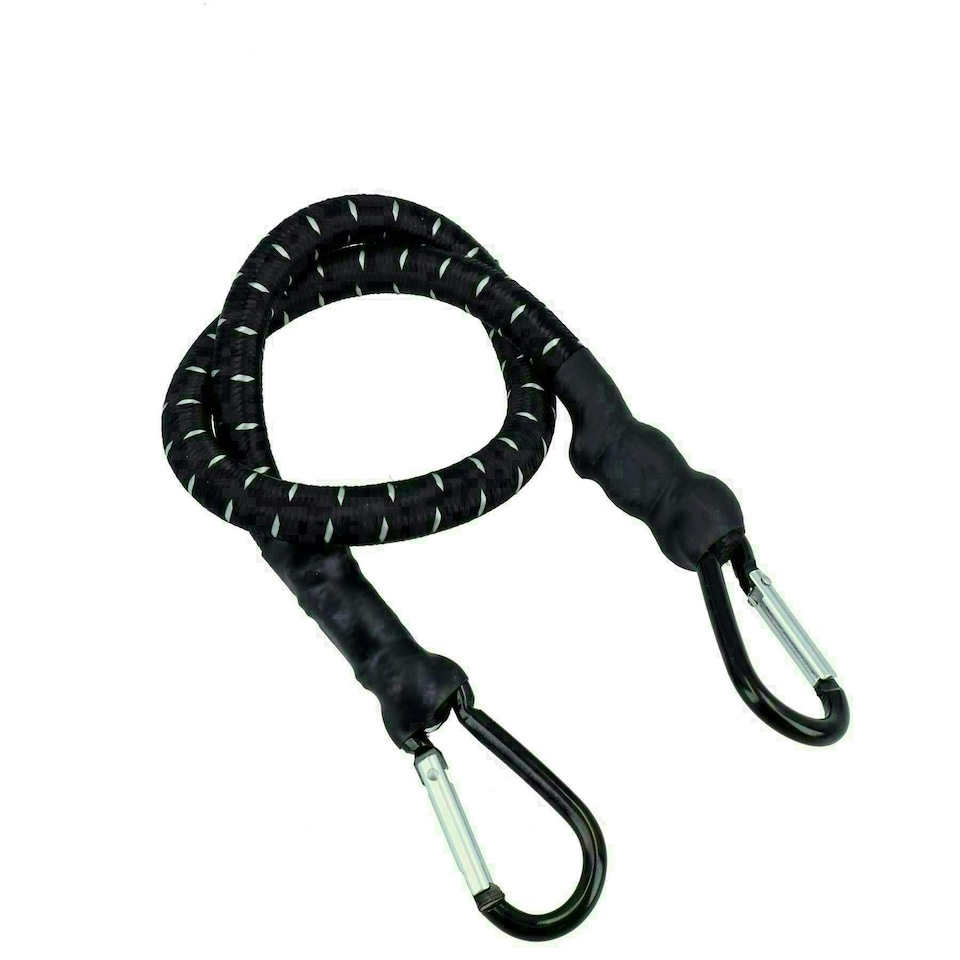 image 1 of 24" Bungee Strap with Metal Carabiners Hook Tie Down Fastener Holder 2pc