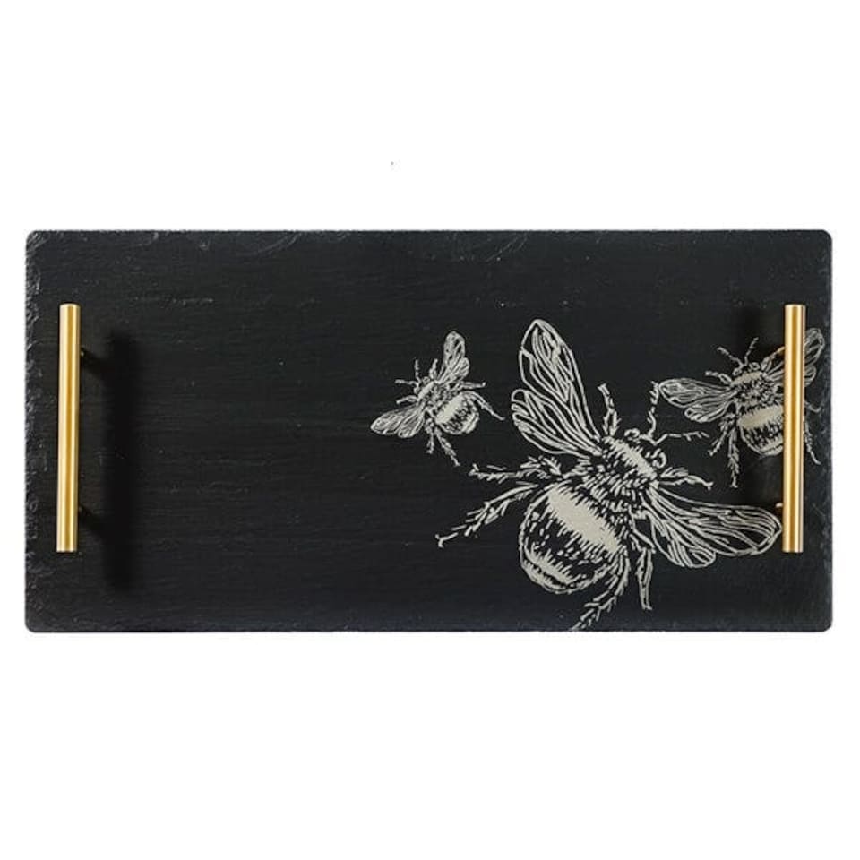 image 1 of The Just Slate Company Large Bee Slate Serving Tray Gift Boxed