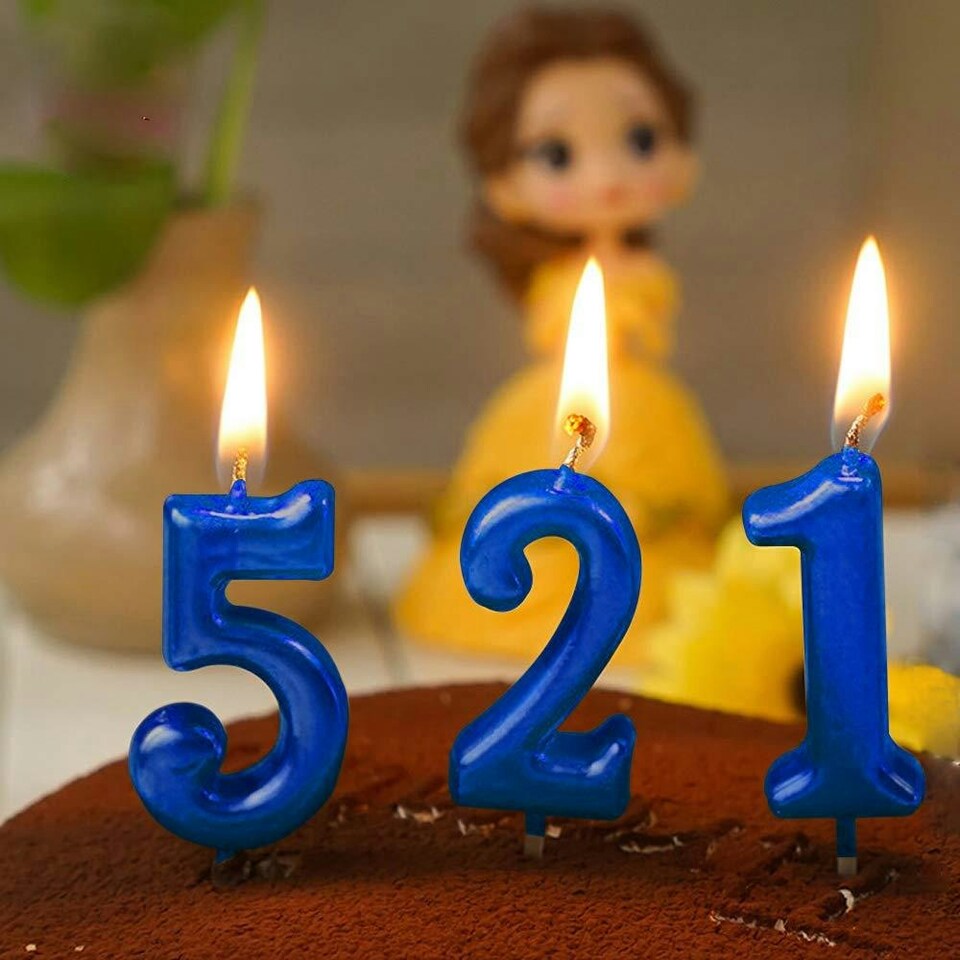 image 1 of Blue Number 1 Candle Blue