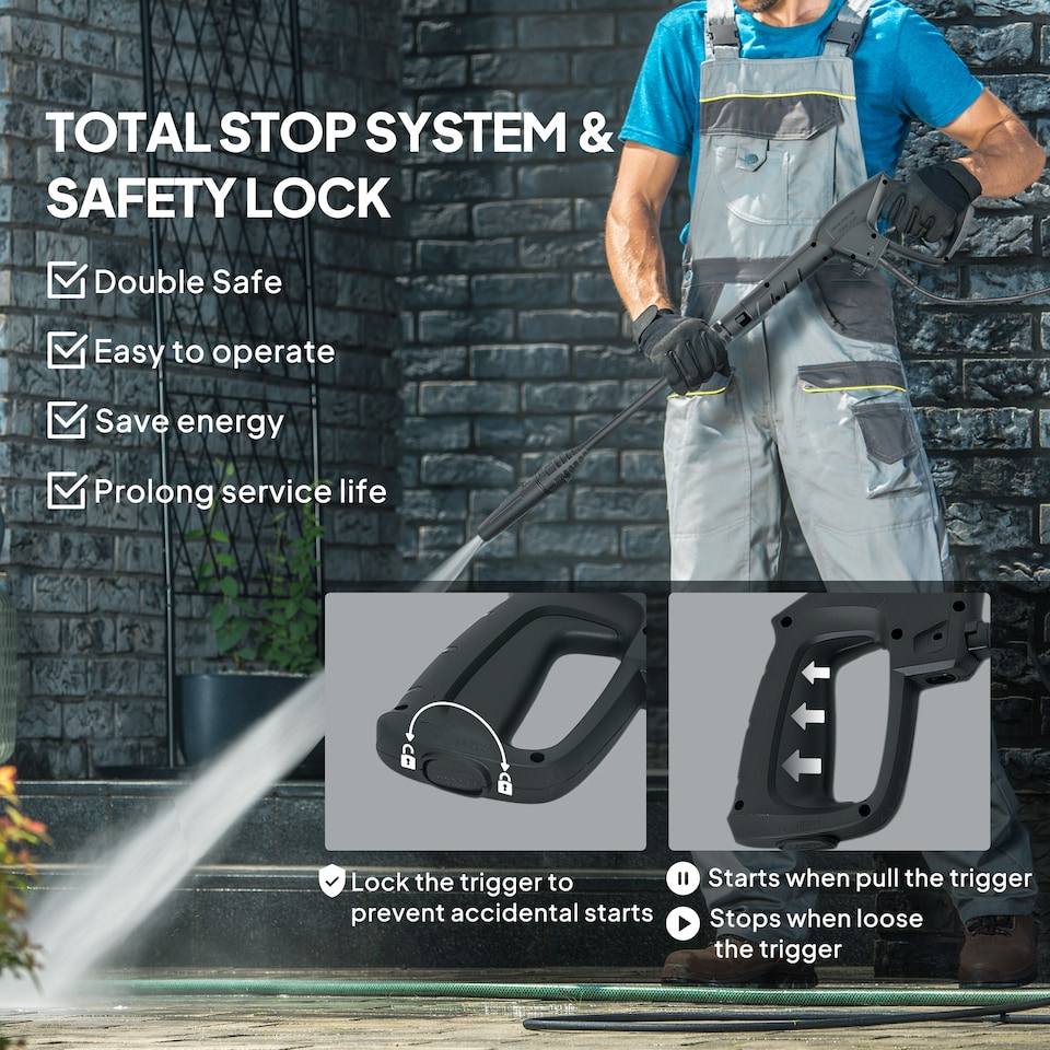 image 1 of Outsunny 1800 W High Pressure Washer, 150 Bar Pressure, 420 L/h Flow, Portable Electric Power Washer Jet Wash Cleaner with Adjustable Nozzle, 6 M Hose and Hose Reel for Home Patio Car Driveway, Red