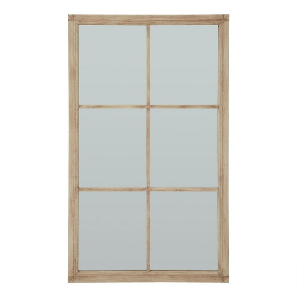 image 1 of Large Window Mirror - Washed Wood - L4 x W90 x H150 cm - Brown | Brown