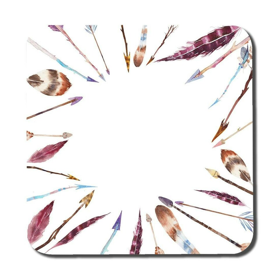 image 1 of Watercolor boho chic with feathers and arrows (Coaster)