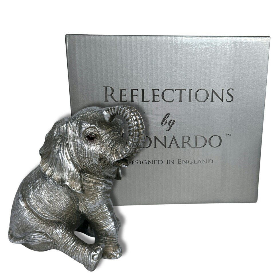 image 1 of Leonardo Reflections Silver Sitting Elephant Calf Figurine