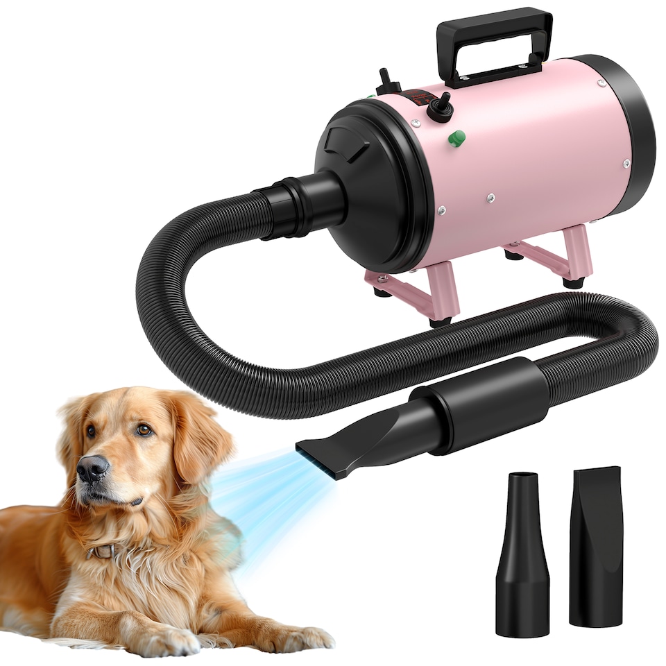 image 1 of PawHut 2200W Dog Hair Dryer with Adjustable Temperature & Velocity | Pink