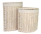 image 1 of Set of 2 Corner White Wash Laundry Basket with a White Lining | White | White