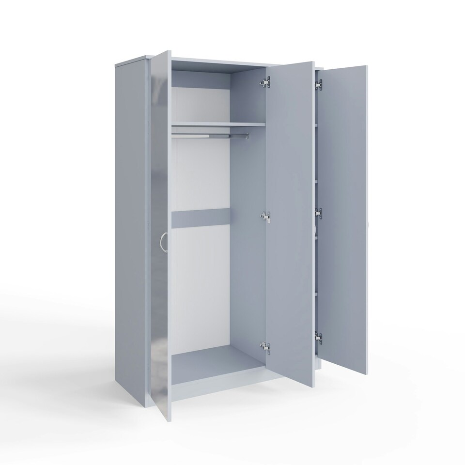 image 1 of FWStyle Chilton 3 Door Wardrobe With Mirror - Grey Gloss Front Grey
