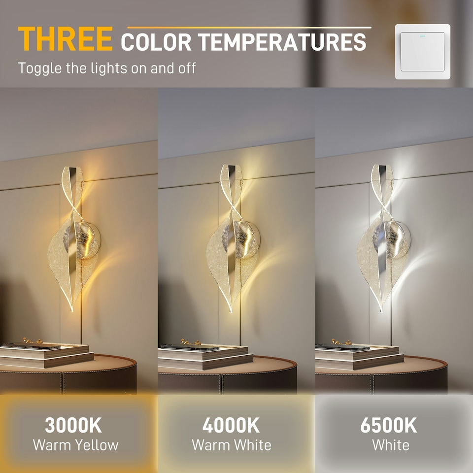 image 1 of HOMCOM Led Wall Lamp 2 Pack, Modern Indoor Spiral Wall Light, Silver