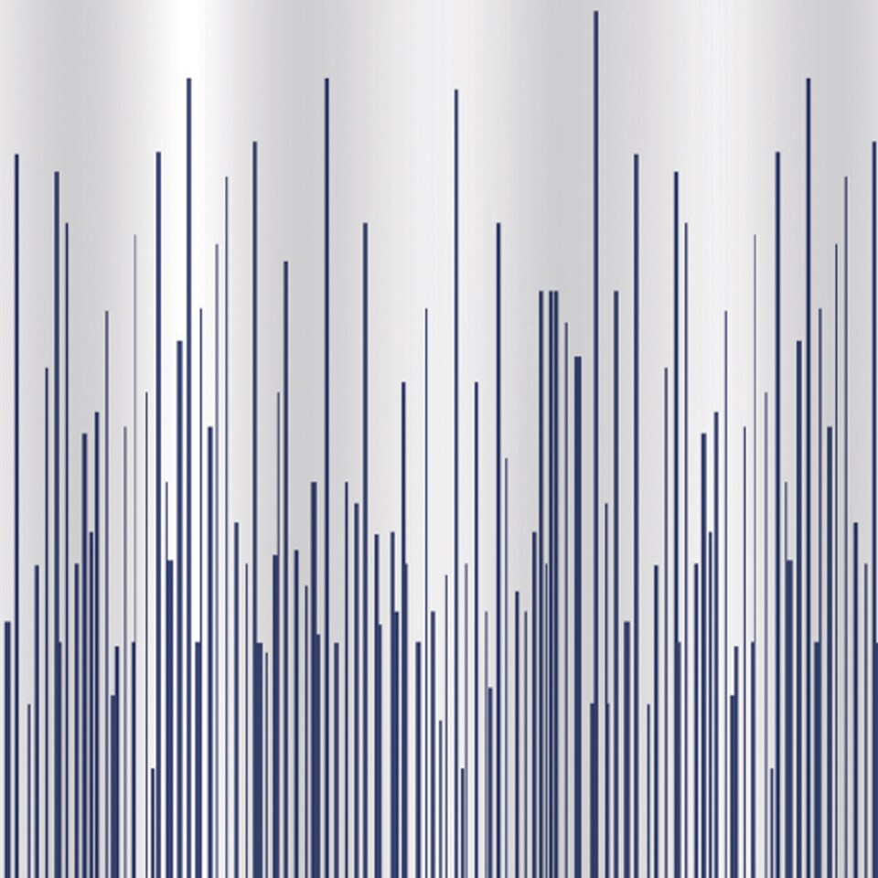 image 1 of Showerdrape City White & Navy Shower Curtain | Grey | Navy | 1