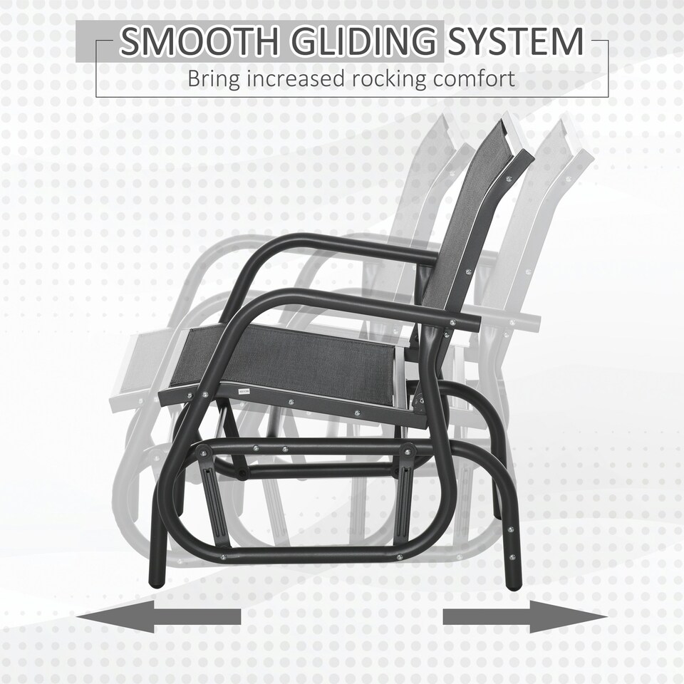 image 1 of Outsunny Outdoor Gliding Swing Chair Garden Seat w/ Mesh Seat Curved Back Steel