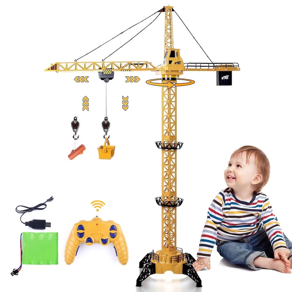 image 1 of Remote Control Crane Toy Construction Vehicles Educational RC Crane Toy for Kids