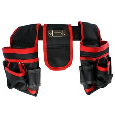 SPARES2GO 20 Pocket Double Tool Belt Heavy Duty Joiners Carpenter Builders Nails Pouch