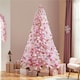 image 2 of Yaheetech  228 cm Tall Flocked Artificial Christmas Tree with Foldable Stand Pink