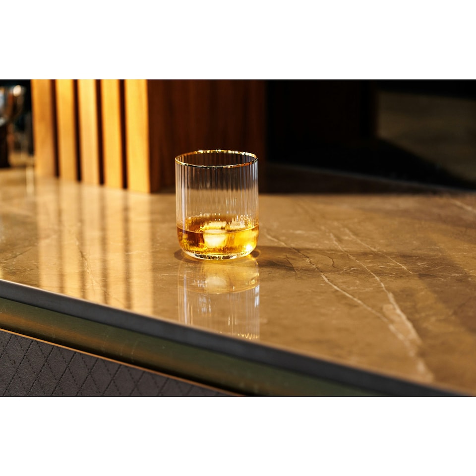 image 1 of Mikasa Tumbler Glasses Set Clear Ridged Crystal 380ml Set of 4