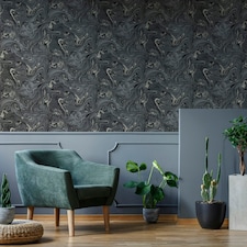 Fresco Liquid Black & Copper Wallpaper | Black | Copper | 10m Length x 52cm Width