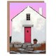 image 1 of Scottish White Bothy Cottage With Red Front Door Birthday Greeting Card