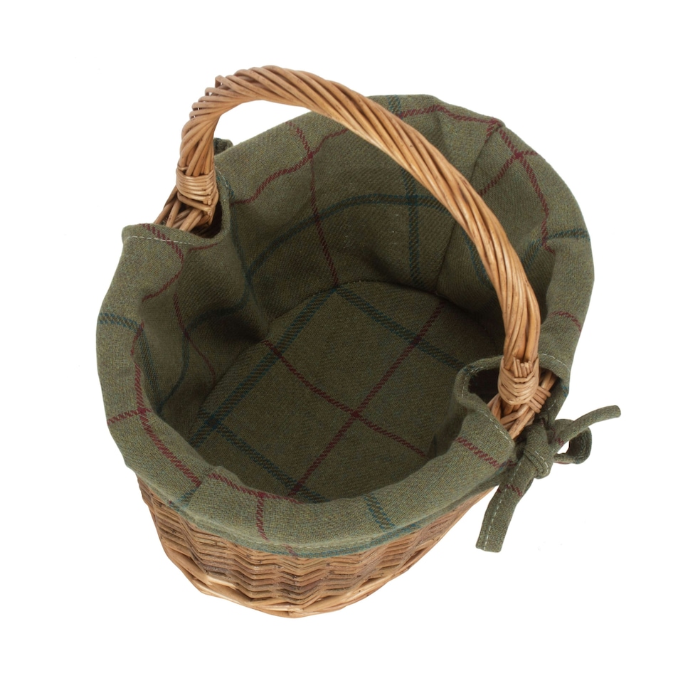 image 1 of Small Lined Country Oval Wicker Shopping Basket Multi | Garden Rose | S