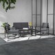 image 2 of Outsunny Aluminium Garden Furniture Sets s, Slatted Top Table, Black