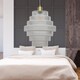 image 5 of Set of 2 Benson - Tiered Large Glass Satin Brass Ceiling Pendant Light
