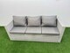 image 3 of Fimous 8 Seater Wicker PE Rattan Furniture Outdoor Dining Table 3 Seater Sofa Armchair Set with Side Table Light Grey