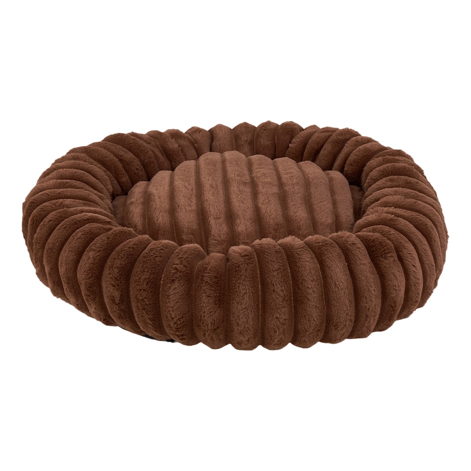 image 1 of Living and Home 6 Colour Soft Donut Pet Bed for Cats & Dogs,Warm & Cosy Retreat | Brown | Brown | L