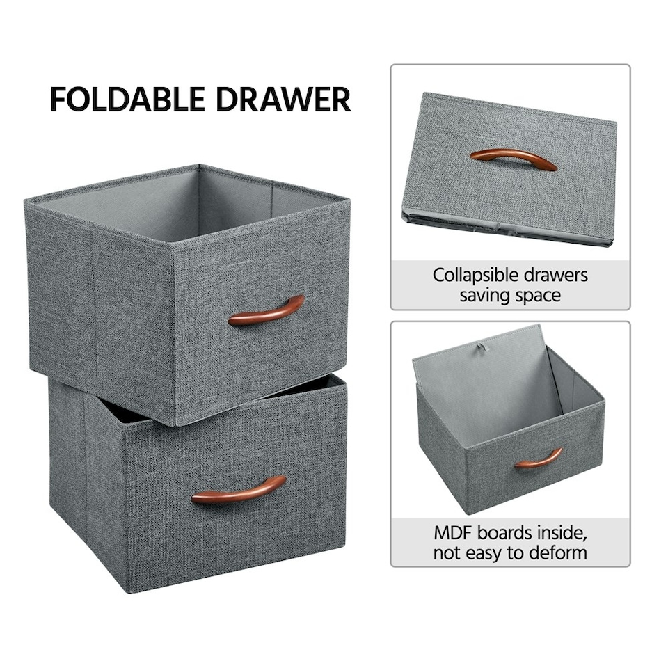 image 1 of Yaheetech Wide Fabric Organizer with 5 Drawers Dark Grey Grey | Dark Grey
