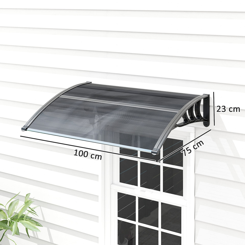 image 1 of Outsunny Door Canopy Awning Outdoor Window Rain Shelter for Door 100 x 75cm | Black | Black | 1