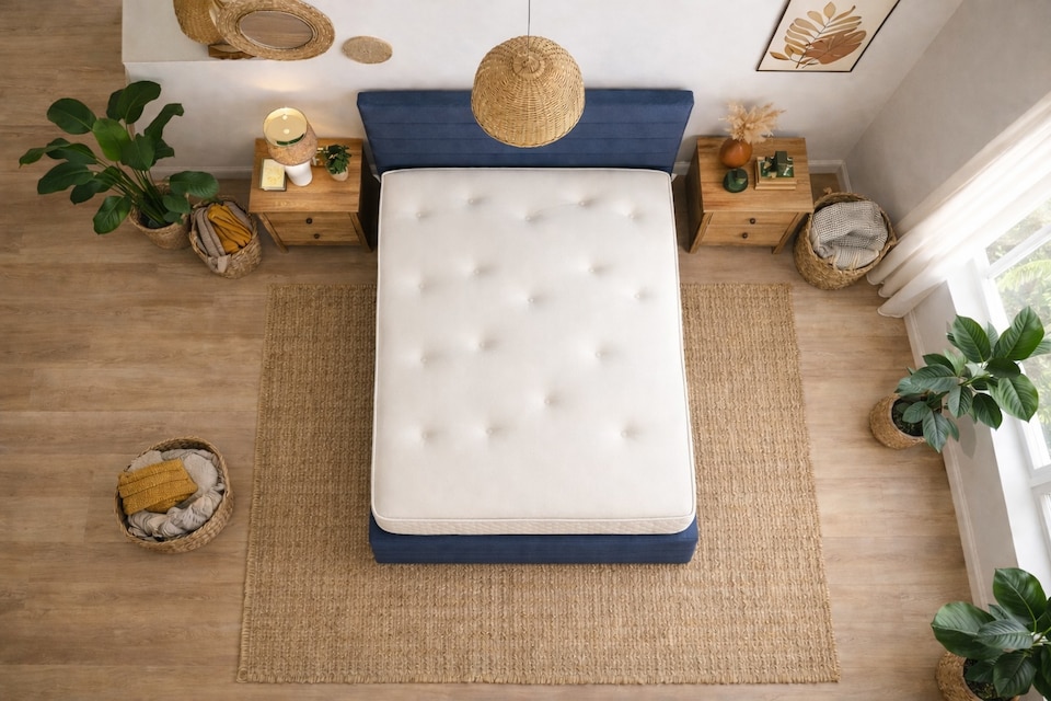 image 1 of Blue Jin Plush Lined  4ft6 Double  Divan Bed Set Headboard & Footboard - 4 Drawers