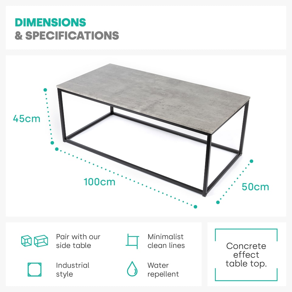 image 1 of Industrial Concrete Effect Coffee Table