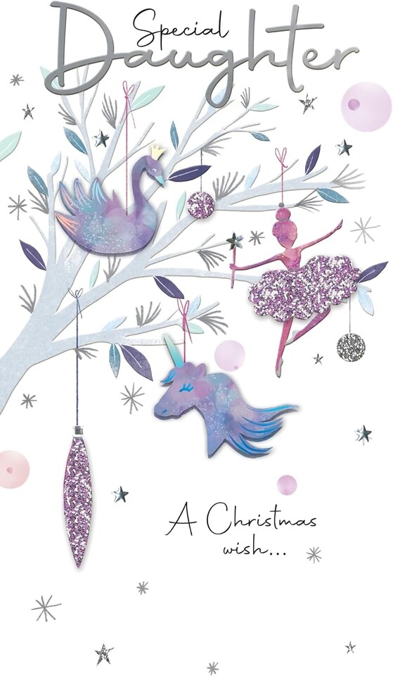 image 1 of Ballet Embellished Hand-Finished Special Daughter Christmas Card