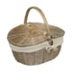 image 6 of Antique Wash Finish Oval Lined Picnic Basket Blue | Navy Blue | One Size