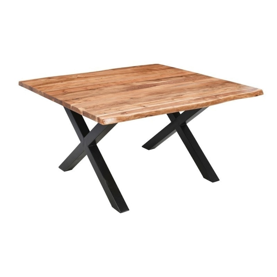 image 1 of Live Edge Collection Large Square Dining Table - Metal - L140 x W140 x H76 cm - Brown Brown
