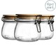 image 1 of Argon Tableware Wooden Clip Lid Storage Jars - 500ml - Clear Seal - Pack of 6