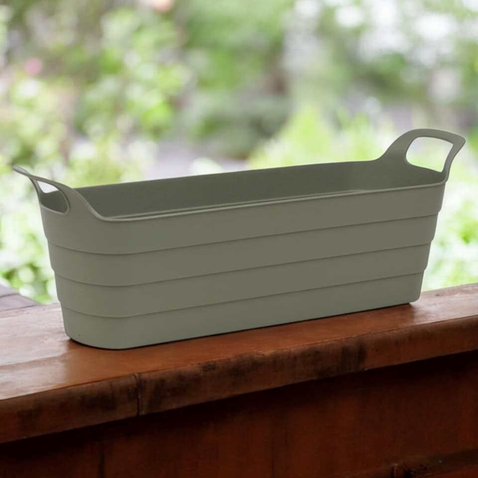 image 1 of Herb Pots with Handles Plastic Flexi Planter Flower Box Indoor Outdoor Patio Troughs | Green | 2 Pcs Green