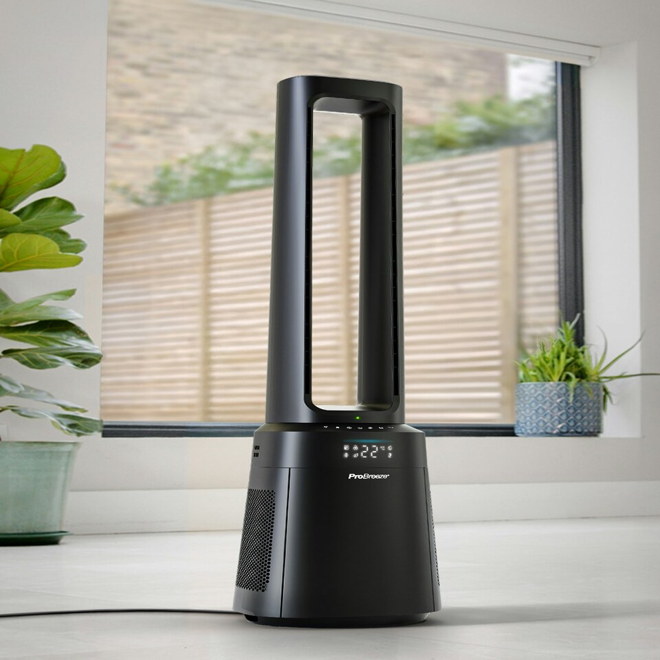 image 1 of Pro Breeze OmniAir 41" Premium Bladeless Tower Fan and Air Purifier - Black