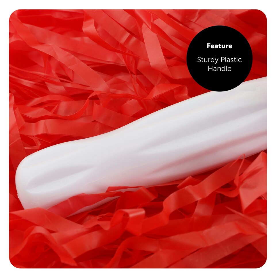 image 1 of White and Red Pom Poms – Pair with Handle Cheerleader Shakers 80g Fancy Dress N/A | One Size